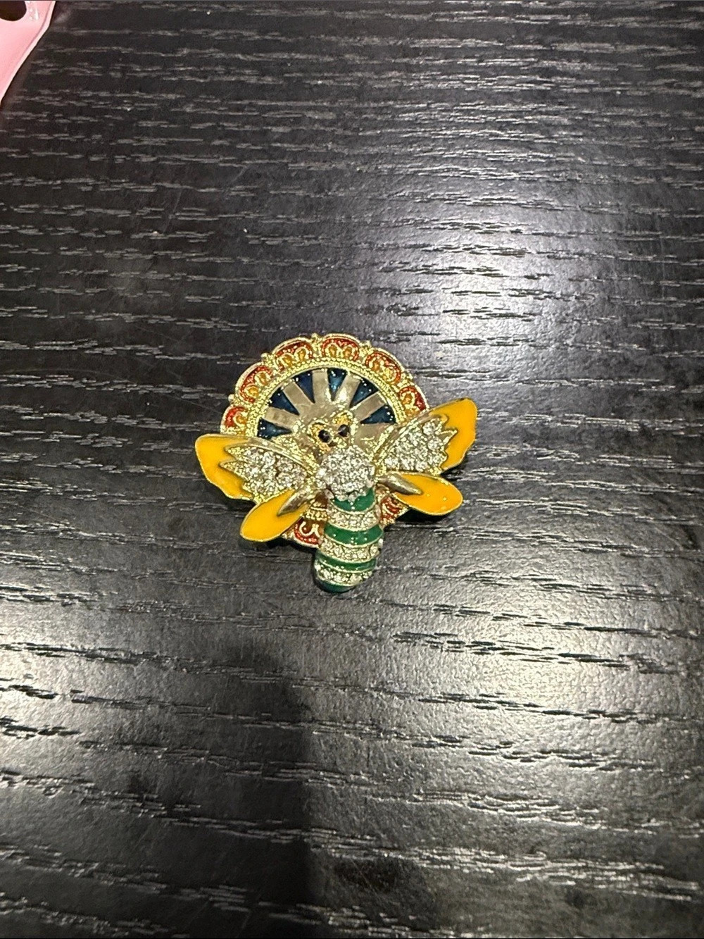 Floral Rhinestone Enamel Brooch - Picture 2 of 3